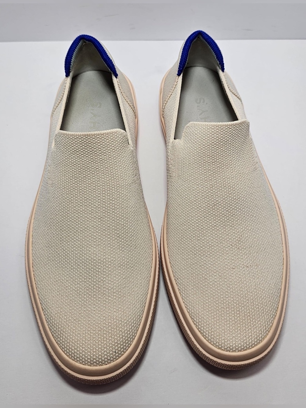 Rothy’s Beige Blue Slip-On Sneakers Women’s Size 7.5 👟